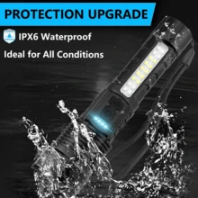 Flashlights High Lumens Rechargeable 980,000L, 2 Packs Super Bright LED Tactical Flashlight, Powerful Handheld Flash Light With 7 Modes, Zoomable, Side Light, Waterproof For Home Emergency, Camping - 黑色 - 查看 5