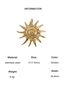 1pc Exaggerated High-End Plated Stainless Steel Spiral Sun-Shaped Open Ring, Suitable For Women's Daily, Party, And Date Wear