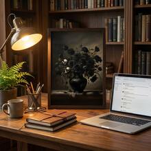 1幅哥特风格帆布墙画装饰画 - 黑玫瑰与骷髅海报,暗黑系花卉装饰,适用于客厅、卧室、咖啡厅,可选配画框 - 彩色 - 查看 9