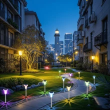 2/6/12 piezas Luces solares de jardín para exteriores - Luces de paisaje LED de acero inoxidable, con soporte de cristal, disponibles en blanco, blanco cálido y luces de color, luz cálida alimentada por energía solar, instalación semi-empotrada, plástico duradero - Unitalla - Ver 9