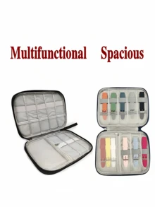 Portable Travel Watch Band Storage Box, Organizer Bag For Apple Watch Bands, Cables, Electronic Accessories, Multi-Layer Compartments For Earphones, Chargers, Jewelry, Cosmetics And More - Multicolor - View 9