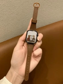 1pc Premium Leather Horseshoe Buckle Watch Band, Compatible With Apple Watch 42mm, 38mm, 40mm, 41mm, 44mm, 45mm, 46mm, 49mm, Fashionable Smartwatch Replacement Strap For Apple Watch Series Ultra2, Ultra SE2, SE 10, 9, 8, 7, 6, 5, 4, 3, 2, 1, Suitable For Men And Women, Great Back To School Gift - Coffee Brown - View 10