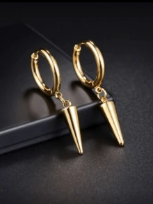 1 Đôi bông tai bằng thép không gỉ mạ vàng dành cho nữ - Vàng - Xem 4