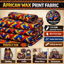 Tela de poliéster con estampado de cera africana, patrón brillante para confección de ropa personalizada, incluyendo vestidos de fiesta, faldas, blusas y atuendos tradicionales, ideal para costura DIY, patchwork, colchas, accesorios de moda y pañuelos para la cabeza - Multicolor - Ver 3