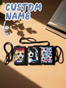 This Personalized Trifold Wallet And Card Holder Features A Cool Football Design And A Stylish Look. You Can Have Your Name Or A Holiday Greeting Printed On It To Create A Unique, Personalized Wallet. - Multicolor - View 2