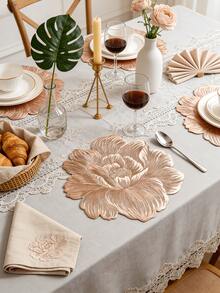 1-150pcs Gold Rose PVC Placemats, Washable, Easy To Clean, Wipe-Clean, Non-Slip, Holiday Wedding Party Dining Table Decor - Multicolor - View 7