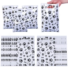 100个装派对礼品袋，狗狗脚印图案手提袋，珠宝礼品袋，节日礼品袋，平口手提袋，小礼品袋。适用于节日、婚礼、珠宝、礼品袋、派对生日和婚庆礼品袋。 - 彩色 - 查看 1