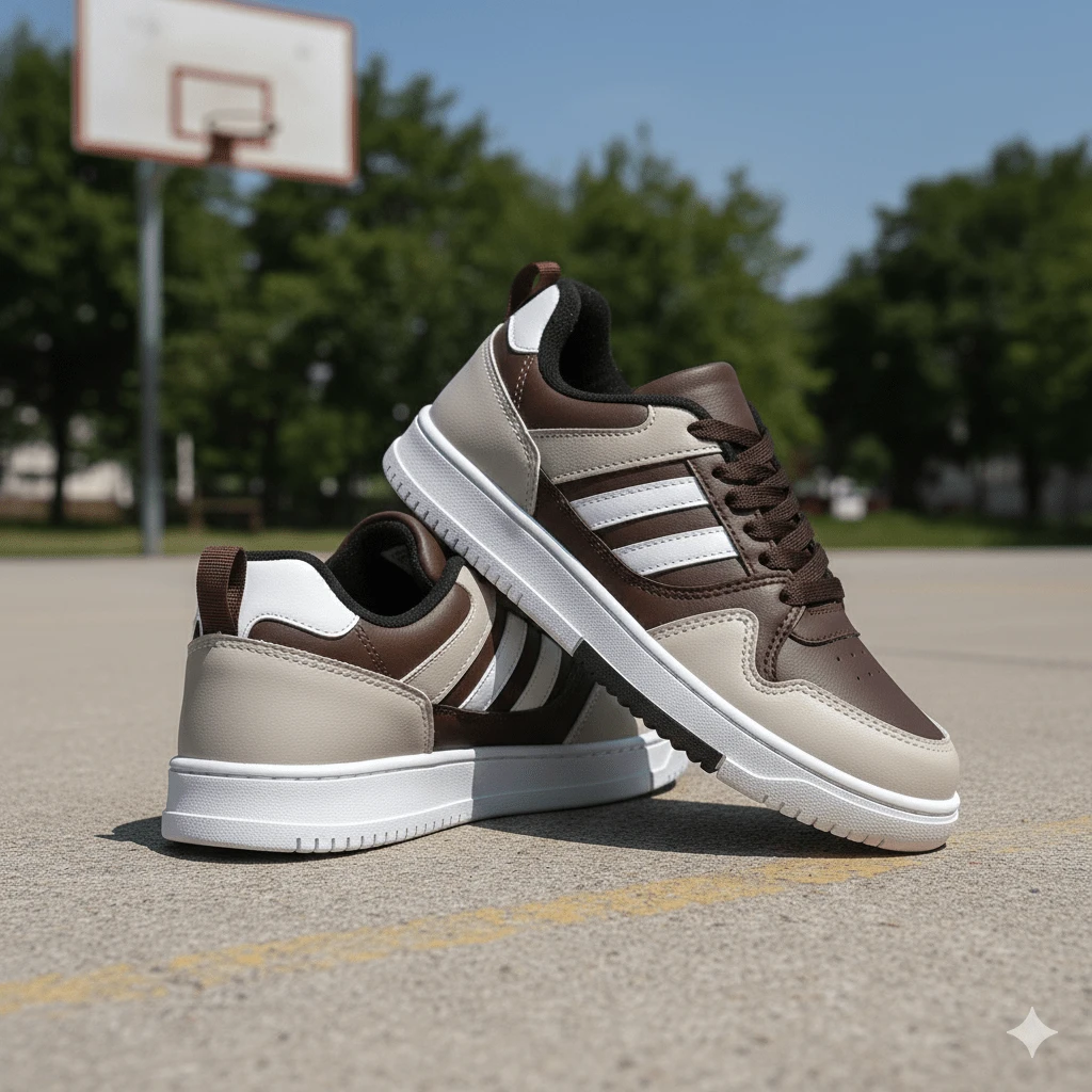 Men's Casual Street Premium Synthetic Leather Comfortable Sneakers, New Release, Shipping Now, Sizes 35 To 43. - Cà phê - Xem 1