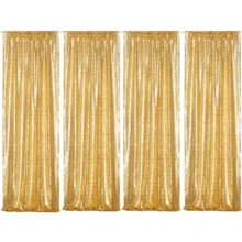 Gold Sequin Backdrop Curtain, 4PCS 2FTx8FT Glitter Backdrop Curtain For Parties, Christmas, Wedding, Party Decoration - 色澤金黃 - 查看 5
