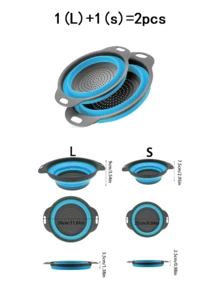 2pcs Silicone Collapsible Drain Basket, Foldable Fruit & Vegetable Washing Strainer, Kitchen Sink Colander, Square & Round Shape - Multicolor - View 12