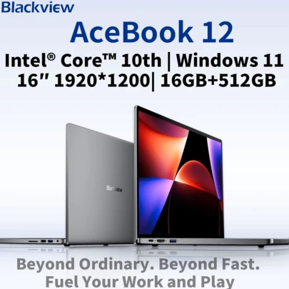 Blackview AceBook 12 Portable 16" | Intel Core i5-1030NG7 | 16Go LPDDR4 |+SSD 512Go PCIe NVMe | Écran FHD+ IPS | Iris Plus Graphics | Batterie 57Wh | USB 3.2 | Windows 11 | Gris Étoilé