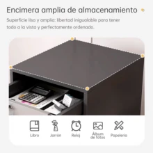 Archivador Para Oficina Y Hogar | Cajonera Con 2 Cajones 1 Puerta - Blanco - Ver 5