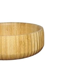 Oikos 19cm Round Fluted Bamboo Salad Bowl, Multipurpose - Brown - View 2
