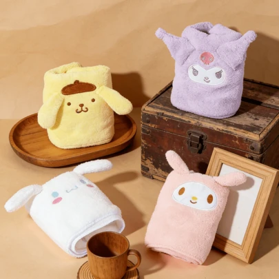 Cinnamoroll Three-Dimensional Ear Coral Velvet Soft Absorbent Towel Face Towel Anime Quick Dry Towel Cartoon Cute