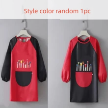 1 件简约时尚绘画罩衫，可爱彩色画衣围裙，适用于工作室、餐厅、艺术绘画，可翻转（领子颜色随机混合）