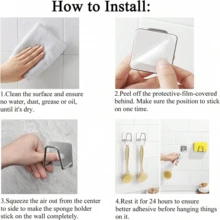 1pc Stainless Steel Sink Sponge Holder, Strong Adhesive Drain Rack, Kitchen Sink Drainer Organizer, Bathroom Accessories, Durable & Stylish - Multicolor - View 5