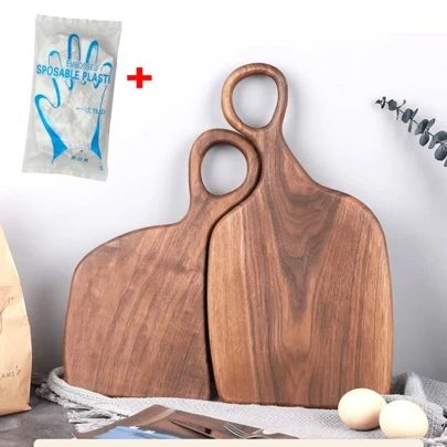 A Set Of 2 Walnut Chopping Boards High-Quality Handmade Kitchen Chopping Boards With A Bag Of Disposable Gloves