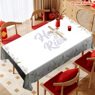 1/20 piezas Mantel con estampado de conejito, ardilla, ciervo y flor rosa con tema de Pascua, mantel decorativo estilo granja para comedor, cocina, fiesta festiva, decoración del hogar