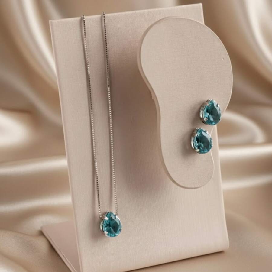 MANAUS DROP NECKLACE AND EARRING SET - GOLD FINISH - Celeste - Ver 1