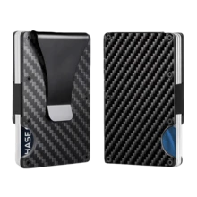 RFID Blocking Minimalist Slim Card Holder, Men's Business Holder Pocket Cash Credit Slim Wallet, American Flag Artcraft Card Holder With Money Clip, Men's Wallet - Carbon Fiber - 查看 11