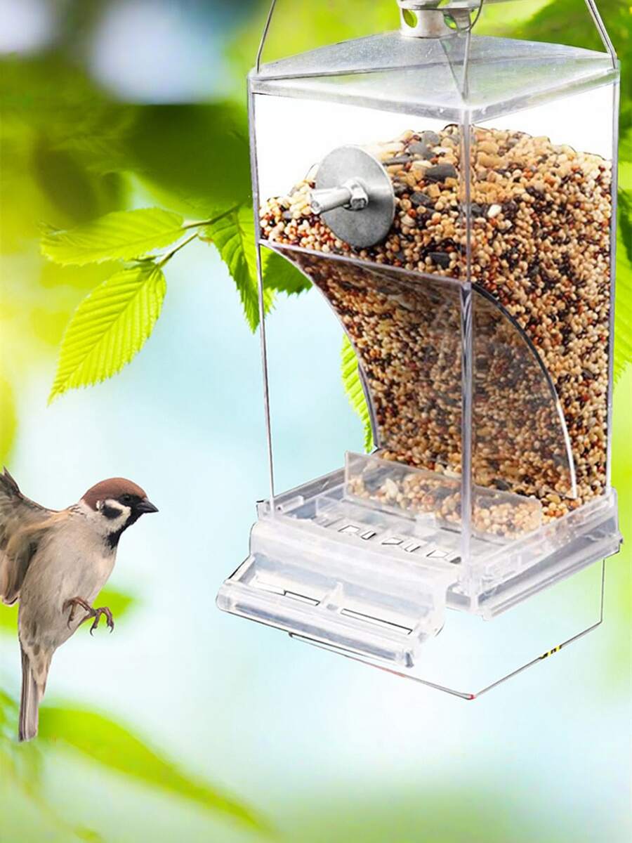 Transparent Bird Feeder Automatic Feeder Automatic Bird Seed Suspension Food Box - one-size - View 1
