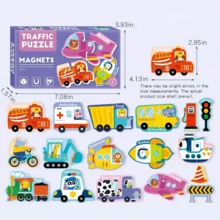 Magnetic Puzzle Stickers Set, Letters Numbers Animals Fruits Vehicles & More, Multicolor DIY Learning Fridge Magnets, School & Christmas Party Favors - Multicolor - View 8