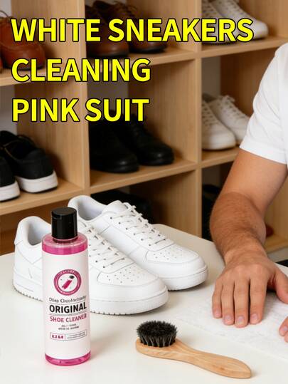Shoe Cleaning Kit - Large Capacity White Shoe Cleaner, Includes Pink Miracle Cleaner & 1 Brush, Suitable For Sneakers, Suede, Leather, Tennis Shoes And Mesh Materials,Shoe,Spring Summer Picks,Brides Maid Gifts,Room,Bedroom Decor,Beach,Travel,For Men,For Women,Vacation,Women's Day,Travel Essentials,Wedding Favours,Y2k,Bedroom,Car Accessories Women,Kitchen Deccor,Wedding,Y2k,Party