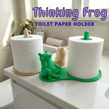 Cute Thinking Frog Toilet Paper Holder - Adorable Bathroom Decor And Storage, Fun Tissue Roll Holder, Creative Home Decor, Perfectly Keeps Bathroom Stylish And Tidy, Bathroom Decor And Accessories - Multicolor - View 7