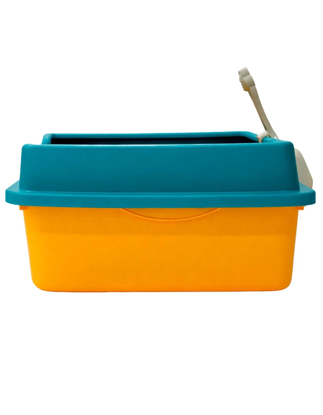 MATCHI Semi-Enclosed Cat Litter Box, Plastic, Anti-Spill System, Modern With High Rim, Includes Scoop And Grate - Yellow - View 1