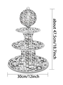 1set Disco-Themed Cupcake Stand, Cupcake Display Stand, Three-Tier Dessert Display Stand. Suitable For Disco-Themed Birthday Parties, Birthday Parties, Retro Parties, Baby Showers, Bachelor/Bachelorette Parties, Holiday Table DIY Cake Decorating, Bridal Dessert Tables, Or 70s New Year's Eve Snack Displays. - Multicolor - View 7