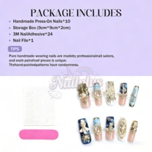 Nailplus 10pcs Y2K Nails Chic Duckbill Press On Nails Set,Handcrafted,Pink & Purple Gradient, 3D Rhinestone & Bowknot Decor,French Tips Style,Shiny Detail Pure Handmade Reusable Suitable For Women And Girls, Back To School Season, Parties, DIY Nail Art, Includes Tool Kit. Duck Nails. Handmade Press On Nails. Fake Nails. Nail Supplies - 彩色 - 查看 6