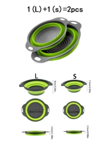2pcs Silicone Collapsible Drain Basket, Foldable Fruit & Vegetable Washing Strainer, Kitchen Sink Colander, Square & Round Shape - Multicolor - View 11