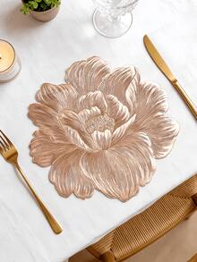 1-150pcs Gold Rose PVC Placemats, Washable, Easy To Clean, Wipe-Clean, Non-Slip, Holiday Wedding Party Dining Table Decor - Multicolor - View 8