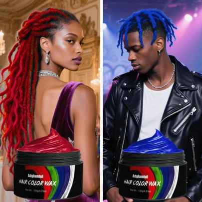 120g Disposable Colorful Hair Wax, Instant Color Change In 5 Minutes, Must-Have For Parties/Music Festivals, Washes Off Easily Without Damaging Hair, 8 Colors Available, Can Be Used For Highlights And Color Combinations