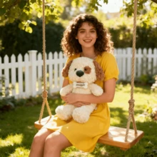 Miniso Gillinini 可爱斑点狗毛绒抱枕，舒适睡眠玩具，装饰品，卡哇伊生日礼物，33厘米/12.99英寸 - 白色 - 查看 4