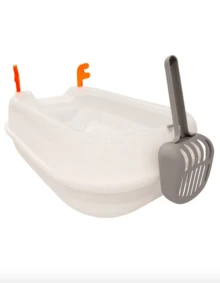 MATCHI Arenero para Gatos con Tapa Transparente | Antisalpicaduras + Pala | Control de Arena y Fácil Limpieza - Blanco - Ver 2