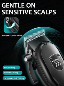 HIENA 多功能一体式理发工具，家用理发用品，专业男士无线理发器，USB充电及数字显示，男士理发工具，理发配件，适合家庭和理发店使用，男士礼品 - 黑色 - 查看 7