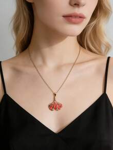 Elegant Ginkgo Leaf Necklace - A Symbol Of Resilience And Hope, Green Enamel Gold-Plated Pendant, Perfect Gift For Her Birthday And Anniversary - Multicolor - View 4