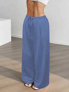 飘逸阔腿裤：轻盈梭织面料搭配弹力抽绳腰带，修身显瘦，是通勤、购物和居家休闲的必备单品。新款春秋季女式休闲裤，适合约会、学生和日常出行。百搭风格，休闲、海滩等场合皆可穿着。抽绳腰带设计，适合外出和居家穿着。 - 漫遊藍 - 查看 8