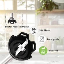 [6-In-1 Hand Blender Set] Powerful 1000W Motor, 12 Speed Settings + Turbo Function | Includes Whisk, Chopper And Milk Frother | Stainless Steel Blades, Splash Guard, Easy To Clean, Suitable For Preparing Soups, Baby Food And Smoothies. - EU F Type Plug(220-240V) - View 5