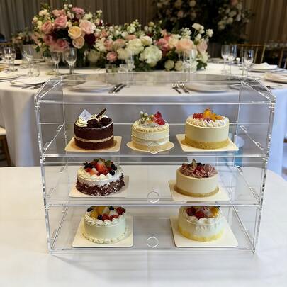 Vitrine de présentation et de conservation du pain en acrylique haut de gamme pour boulangeries - avec plateau assorti