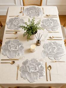 1-150pcs Gold Rose PVC Placemats, Washable, Easy To Clean, Wipe-Clean, Non-Slip, Holiday Wedding Party Dining Table Decor - Multicolor - View 15