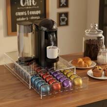 1pc 40-Capsule Transparent Acrylic Coffee Capsule Holder With Drawer - Clear - View 4
