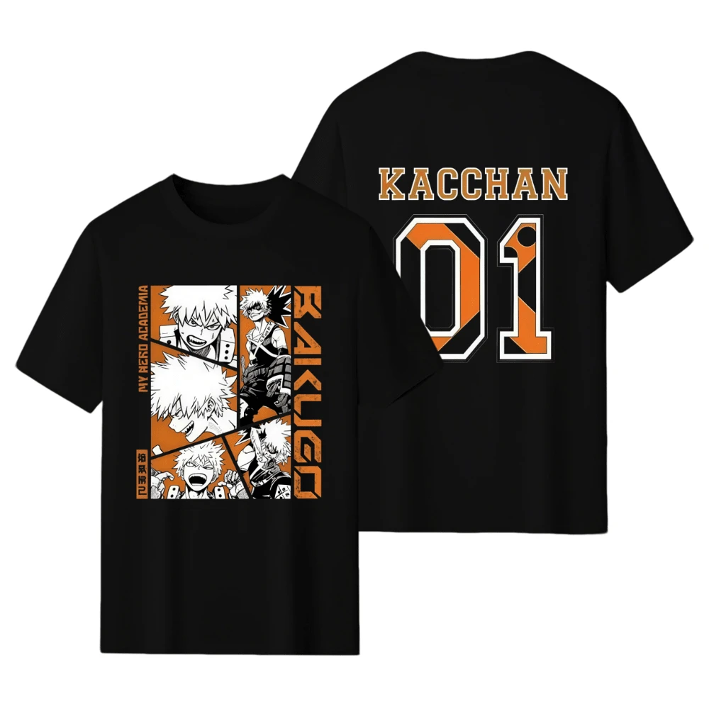 New Anime Boku No Hero Academia Printed Short Sleeve T-Shirt For Men And Women, Spring And Summer Fashion Hoodie, Ladies  T-Shirt Short Top. - màu đen - Xem 1