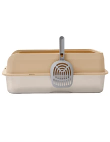 MATCHI | Arenero Sanitario de Acero Inoxidable con Borde Alto | Diseño Antisalpicaduras - Blanco - Ver 3