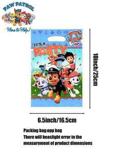 Paw Patrol 10个/30个装汪汪队立大功派对礼品袋，内含毛毛、阿奇、灰灰、路马、天天、珠珠、追踪犬、塔克、艾拉、雷克斯、野猫和自由等角色，塑料材质，适合装糖果、生日派对小礼物和装饰品，可重复使用，带提手，可用于派对回礼、家居装饰和赠送朋友。 - 彩色 - 查看 5
