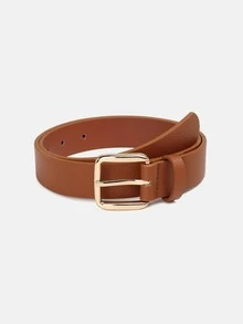 1pc Solid Color Casual PU (Polyurethane) Decorative Belt For Women, Suitable For Daily Use With Square Buckle - A - View 5