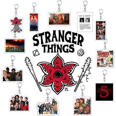 Stranger, Cartoon Stranger American Fantasy Television Series Fun Horror Style Keychain, Movie Merchandise, Personalized Popular American TV Shows Merch Gift For Friends Birthday, Keychain Collection, Decorative Ornament, Elegant Small Gift, Valentine's Day Gift, Collectible
