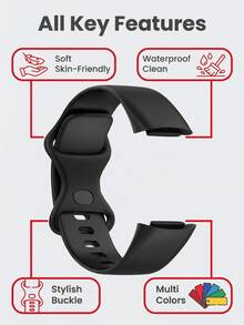 这款 Fitbit Charge 5/6 硅胶表带采用硅胶材质，柔软亲肤，防水易清洁，搭配时尚的 8 字形表扣设计，多种颜色和尺寸可选，男女皆宜。是运动、休闲和商务场合的理想替换表带。 - Charge 5/6 - 查看 12