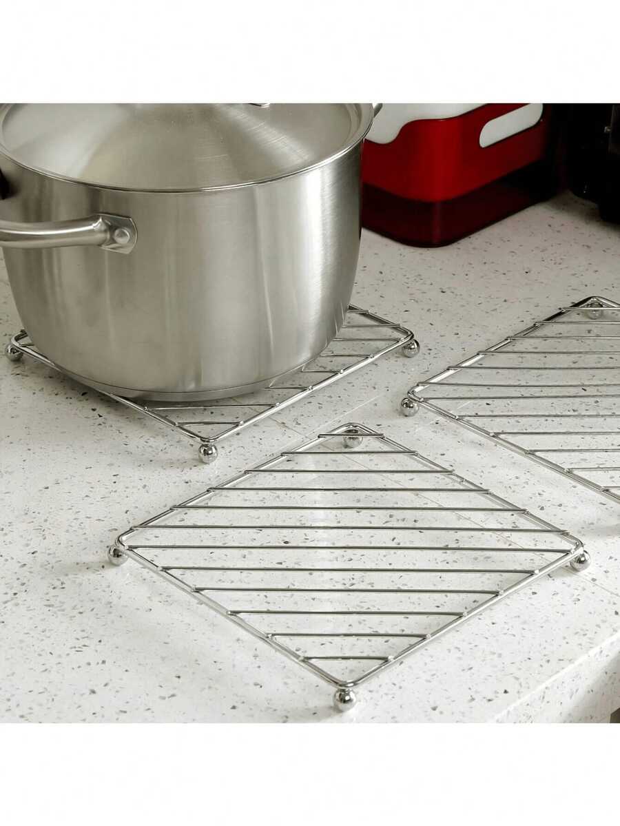 1pc Square Trivet, Heat-Resistant Kitchen Table Mat, Coaster, Placemat Christmas Gift Back To School - Multicolor - View 1